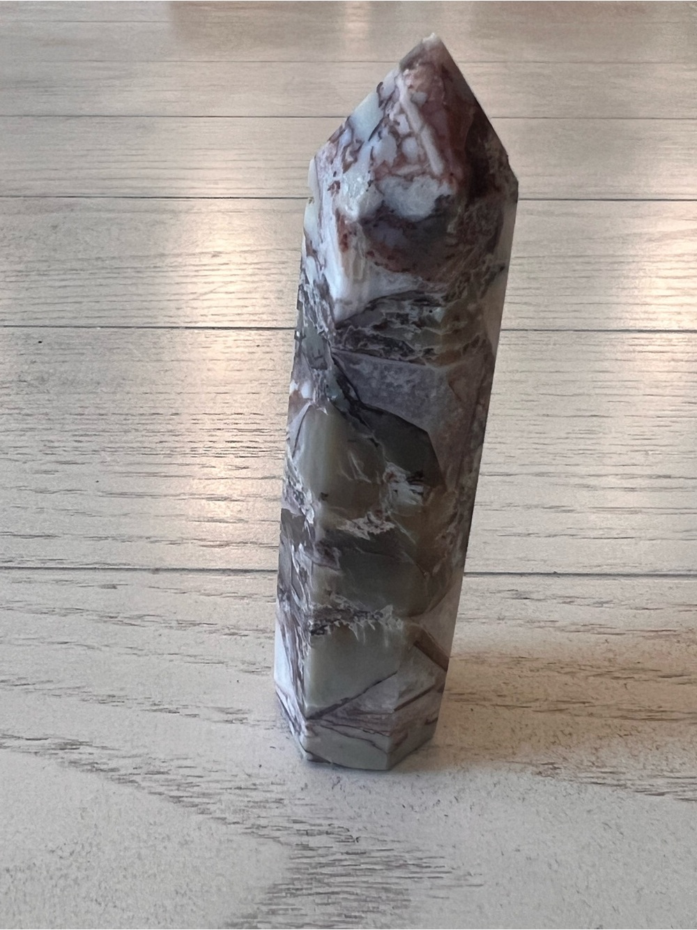 Polished 4” Jasper Point Tower in Cream, Brown & Gray